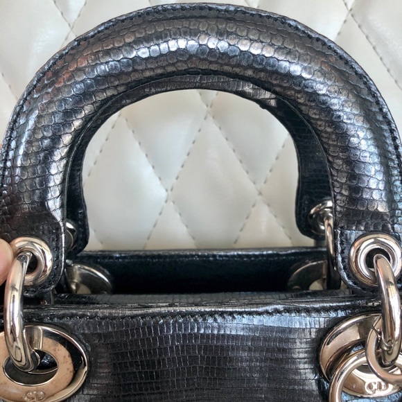 Christian Dior Lady Mini Metalli Black Lizard Skin - Picture 4 of 12